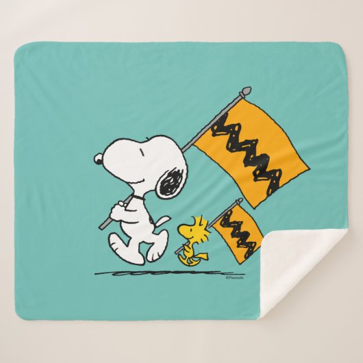 Peanuts | Snoopy & Woodstock Vlaggen Sherpa Deken (Voorkant (horizontaal))