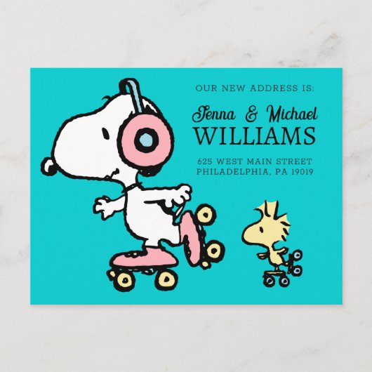 Peanuts | Snoopy & Woodstock | We zijn verhuisd Briefkaart (Voorkant)