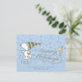 Peanuts | Snoopy & Woodstock Winterschaatsen Feestdagenkaart (Staand voorkant)