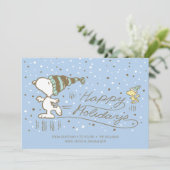 Peanuts | Snoopy & Woodstock Winterschaatsen Feestdagenkaart (Staand voorkant)