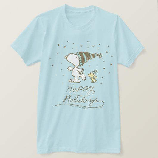 Peanuts | Snoopy & Woodstock Winterschaatsen T-shirt (Design voorkant)