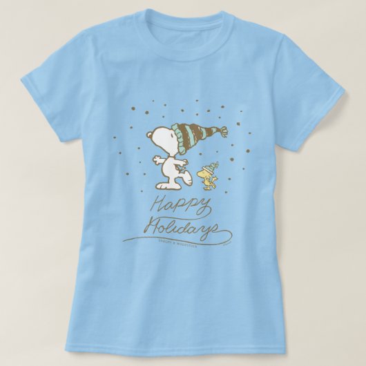 Peanuts | Snoopy & Woodstock Winterschaatsen T-shirt (Design voorkant)