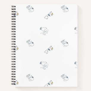 Peanuts Snoopy & Woodstock Zachte Grijze Patroon Notitieboek