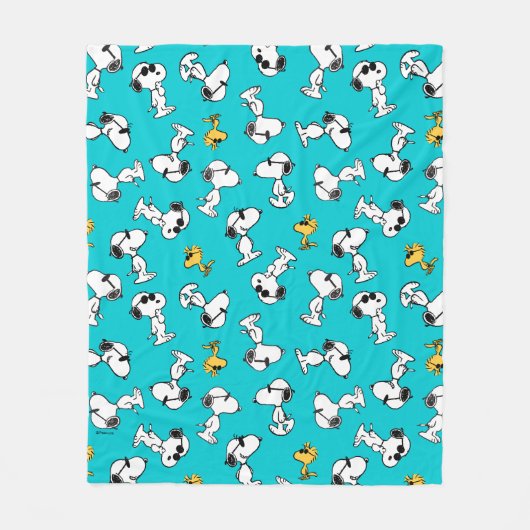 Peanuts | Snoopy & Woodstock Zonnebril Patroon Fleece Deken (Voorkant)