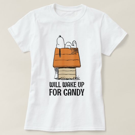Peanuts | Snoopy wordt wakker voor Snoep T-shirt (Design voorkant)