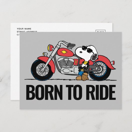 Peanuts | Snoopy & Zijn Motorfiets Briefkaart (Voorkant / Achterkant)