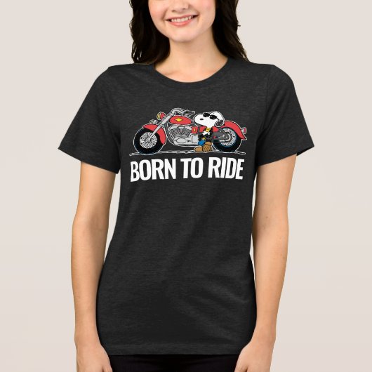 Peanuts | Snoopy & Zijn Motorfiets Tri-Blend Shirt (Voorkant)