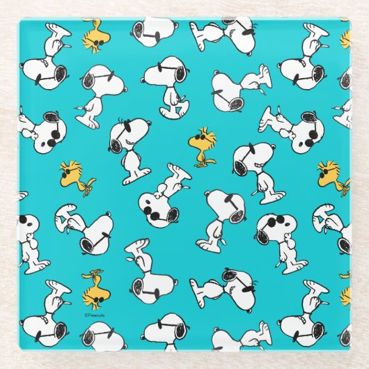 Peanuts | Snoopy & Zonnebrilpatroon Glazen Onderzetter (Voorkant)