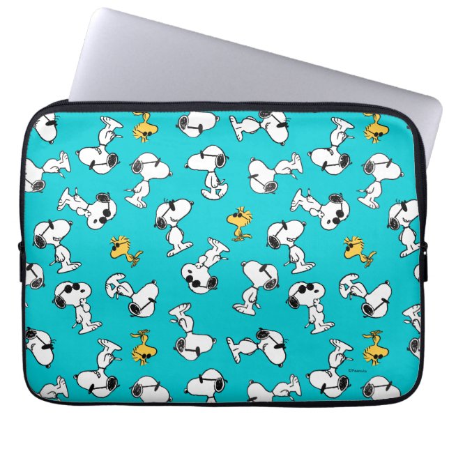 Peanuts | Snoopy & Zonnebrilpatroon Laptop Sleeve (Voorkant)