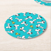 Peanuts | Snoopy & Zonnebrilpatroon Ronde Kartonnen Onderzetter (Gebogen)