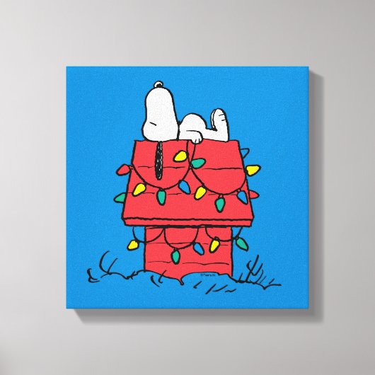Peanuts | Snoopy's Dog House met verlichting Canvas Afdruk (Voorkant)