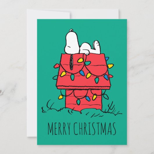 Peanuts | Snoopy's Dog House met verlichting Feestdagenkaart (Voorkant)