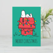 Peanuts | Snoopy's Dog House met verlichting Feestdagenkaart (Staand voorkant)