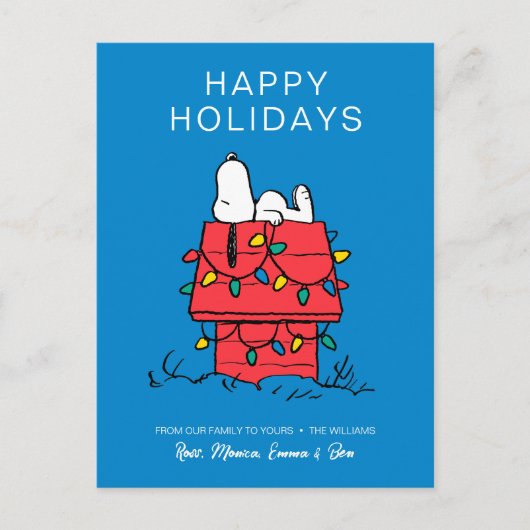 Peanuts | Snoopy's Dog House met verlichting Feestdagenkaart (Voorkant)