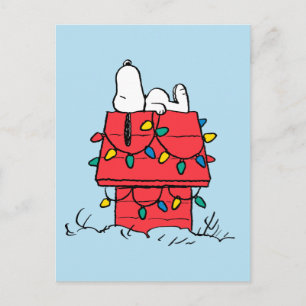 Peanuts   Snoopy's Dog House met verlichting Feestdagenkaart