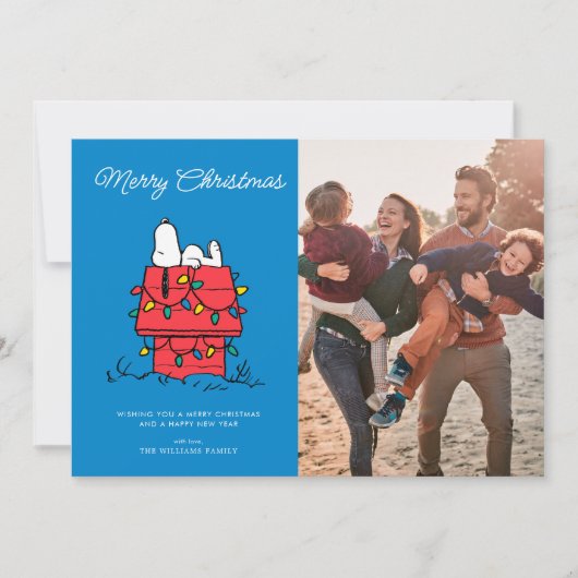 Peanuts | Snoopy's Dog House met verlichting Feestdagenkaart (Voorkant)