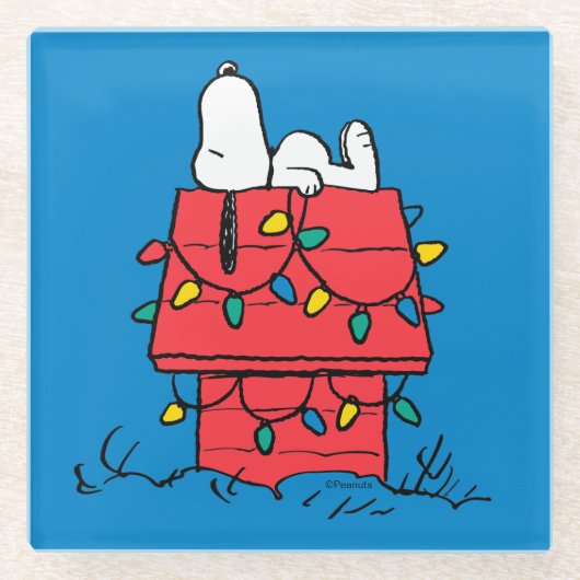 Peanuts | Snoopy's Dog House met verlichting Glazen Onderzetter (Voorkant)