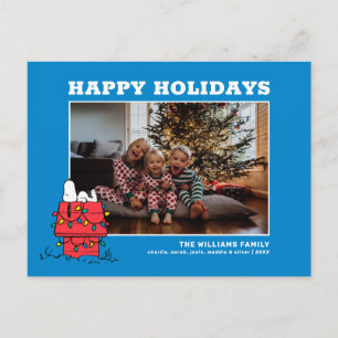 Peanuts   Snoopy's Hondenhok Met Lichtjes Feestdagenkaart