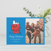 Peanuts | Snoopy's Hondenhok Met Lichtjes Feestdagenkaart (Staand voorkant)