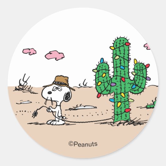 Peanuts | Spike versiert voor de feestdagen Ronde Sticker (Voorkant)