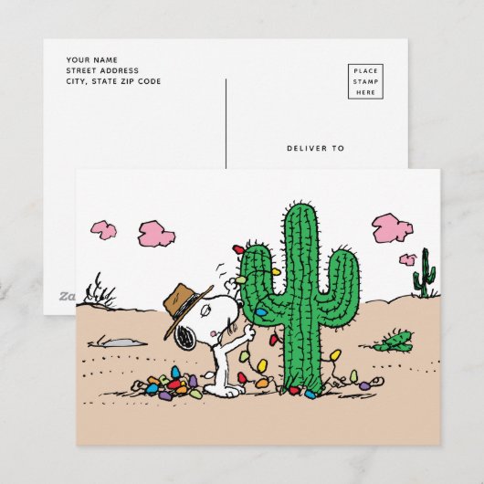 Peanuts | Spike versiert voor Kerstmis Feestdagenkaart (Voorkant / Achterkant)