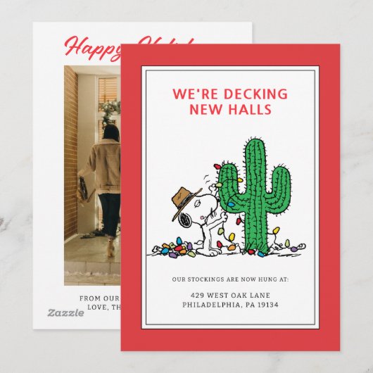 Peanuts | Spike versiert voor Kerstmis Feestdagenkaart (Voorkant / Achterkant)