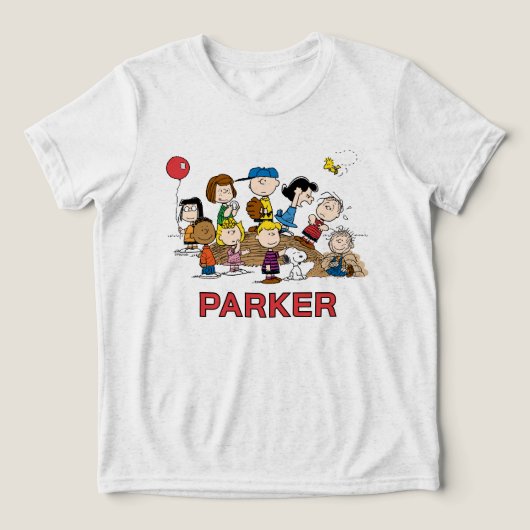 Peanuts | The Gang at the Pitcher's Mound Tri-Blend Shirt (Design voorkant)