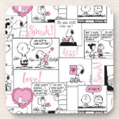 Peanuts | Valentijn Hart Liefde Patroon Bier Onderzetter (Voorkant)
