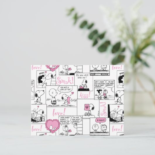 Peanuts | Valentijn Hart Liefde Patroon Briefkaart (Staand voorkant)