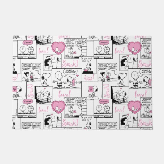 Peanuts | Valentijn Hart Liefde Patroon Deurmat (Voorkant)