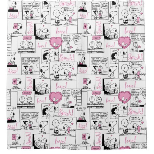 Peanuts | Valentijn Hart Liefde Patroon Douchegordijn (Voorkant)