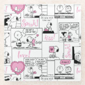 Peanuts | Valentijn Hart Liefde Patroon Glazen Onderzetter (Voorkant)