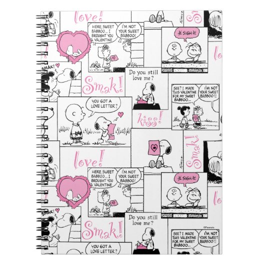 Peanuts | Valentijn Hart Liefde Patroon Notitieboek (Voorkant)