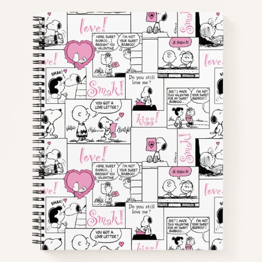 Peanuts | Valentijn Hart Liefde Patroon Notitieboek (Voorkant)
