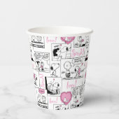 Peanuts | Valentijn Hart Liefde Patroon Papieren Bekers (Achterkant)