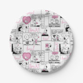 Peanuts | Valentijn Hart Liefde Patroon Papieren Bordje (Voorkant)