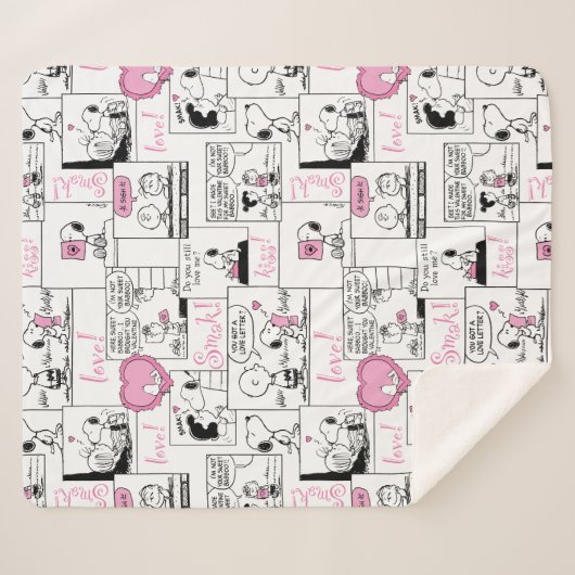 Peanuts | Valentijn Hart Liefde Patroon Sherpa Deken (Voorkant (horizontaal))