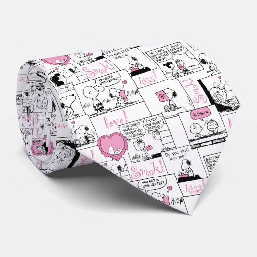 Peanuts | Valentijn Hart Liefde Patroon Stropdas (Opgerold)