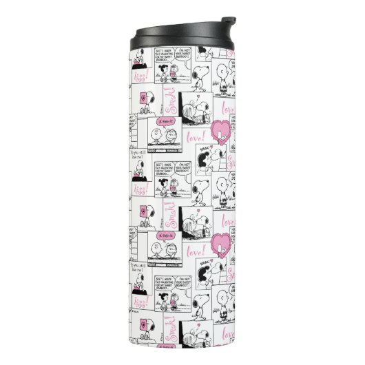 Peanuts | Valentijn Hart Liefde Patroon Thermosbeker (Gedraaid links)