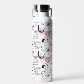 Peanuts | Valentijn Hart Liefde Patroon Waterfles (Voorkant)