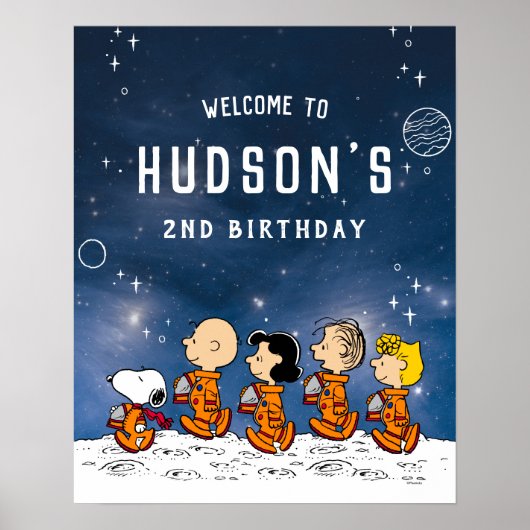 Peanuts | Verjaardag in de ruimte Poster (Voorkant)