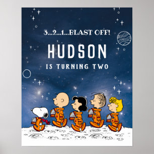 Peanuts   Verjaardag in de ruimte Poster