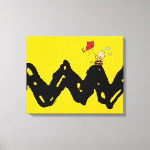 Peanuts Vliegende vlieger Charlie Brown Canvas Afdruk