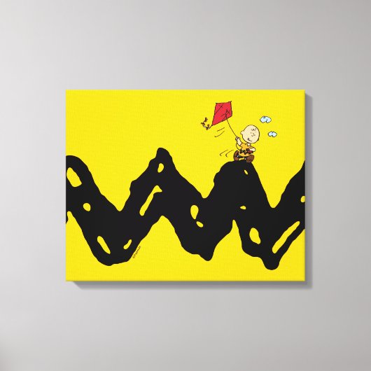 Peanuts | Vliegende vlieger Charlie Brown Canvas Afdruk (Voorkant)