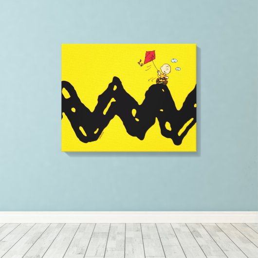 Peanuts | Vliegende vlieger Charlie Brown Canvas Afdruk (Insitu (Houten vloer))
