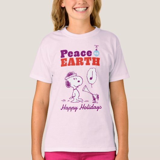 Peanuts | Vrede op Aarde Snoopy & Woodstock T-shirt (Voorkant)