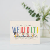 Peanuts We Did It Graduation Funny Quote Snoopy Briefkaart (Staand voorkant)