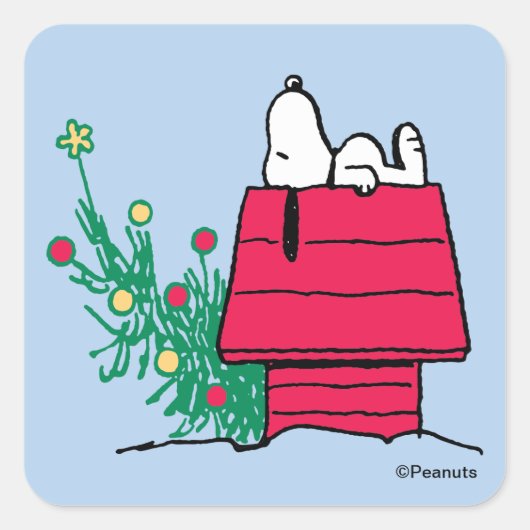 Peanuts | Wees Feestelijk Vierkante Sticker (Voorkant)