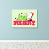 Peanuts | Wees vrolijk met Kerstmis Canvas Afdruk (Insitu (Houten vloer))