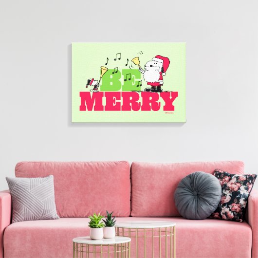 Peanuts | Wees vrolijk met Kerstmis Canvas Afdruk (Insitu (Woonkamer))